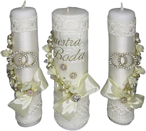 A&C Quinceañeras and More Unity Candles Wedding Set Unity candles Set of 3 for wedding Ceremony Candles for Wedding velas de union Candle for the