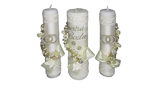 A&C Quinceañeras and More Unity Candles Wedding Set Unity candles Set of 3 for wedding Ceremony Candles for Wedding velas de union Candle for the disponible en Yaxa Peru