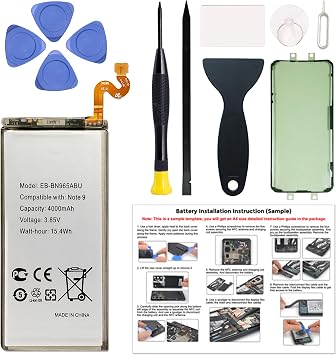 New Upgraded Battery for Galaxy Note 9, EB-BN965ABU Replacement Battery Compatible with Samsung Galaxy Galaxy Note 9, with Repair Tools & Instruction