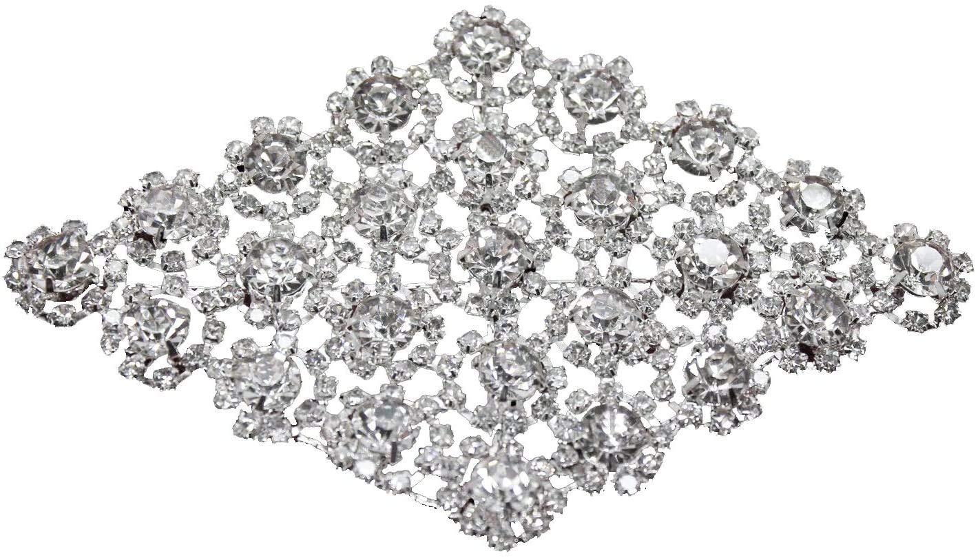 WedDecor Strass Applicazione Patch, Cristal Diamante Motivo per Cucito su, Sposa, Abito da Sposa, Festa, Accessori alla Moda, 160mm x 25mm - Design-25
