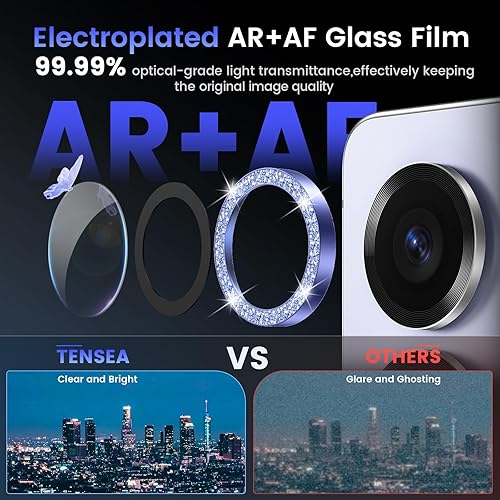Miniatura 40 de Tensea Protector de lente de cámara compatible con Samsung Galaxy S25 Ultra, protector de pantalla de vidrio templado 9H, anillo individual