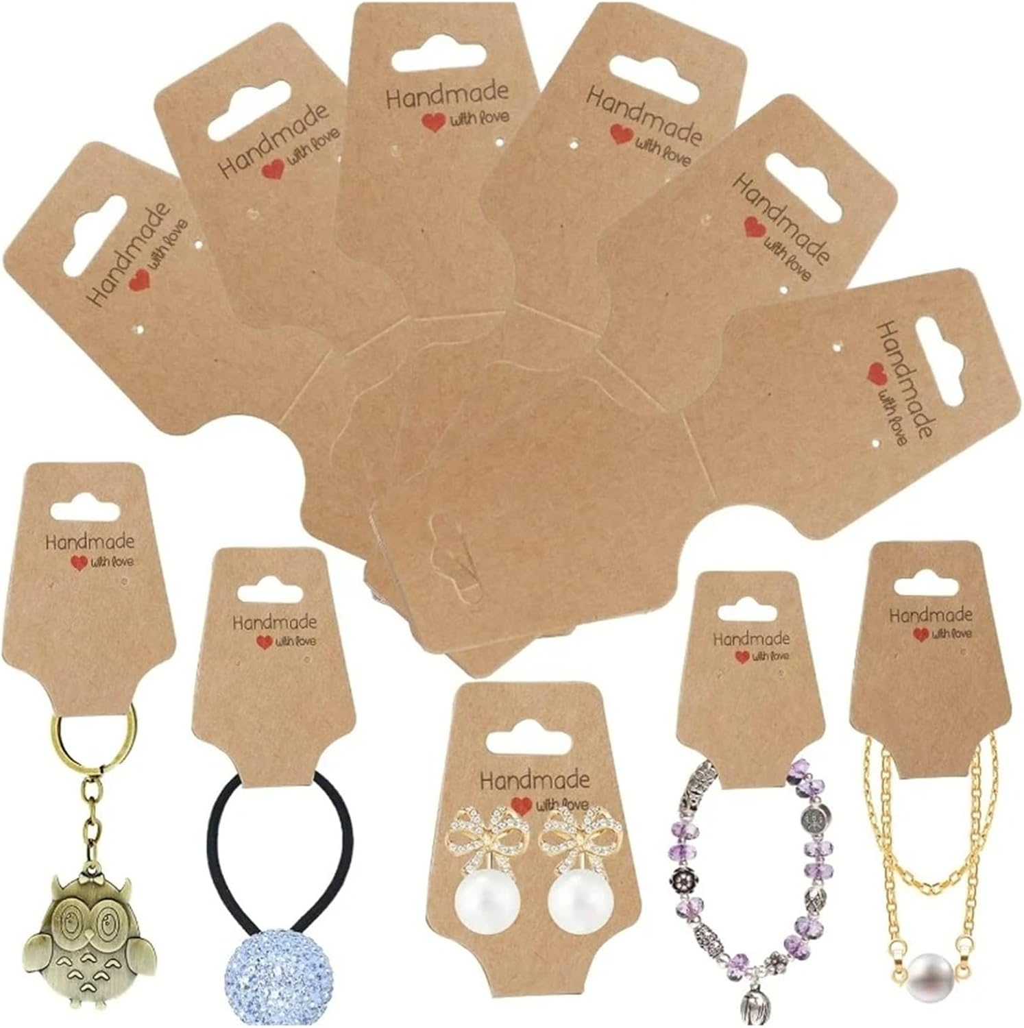 Earring Cards for Selling Jewelry 400pcs Kraft Paper Jewelry Display Tags for Packaging Labeling