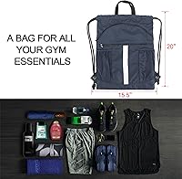 Vista 2 de BeeGreen Mochila con cordón y compartimento para zapatos, mochila negra grande para gimnasio y deportes