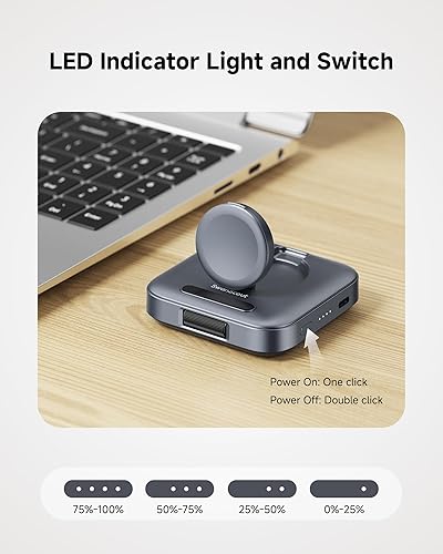 Miniatura 7 de Cargador portátil para cargar Samsung Watch, SwanScout 303S, cargador inalámbrico de 1800 mAh para Galaxy Watch 8 Classic87Ultra66 Classic55 Pro44