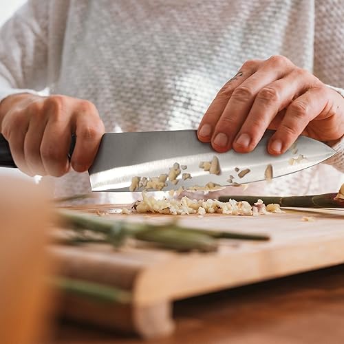 Miniatura 20 de BambooMN Cuchilla china - 8.5" hoja lisa mango plateado - 1 cuchillo Cuchilla lisa mango plateado