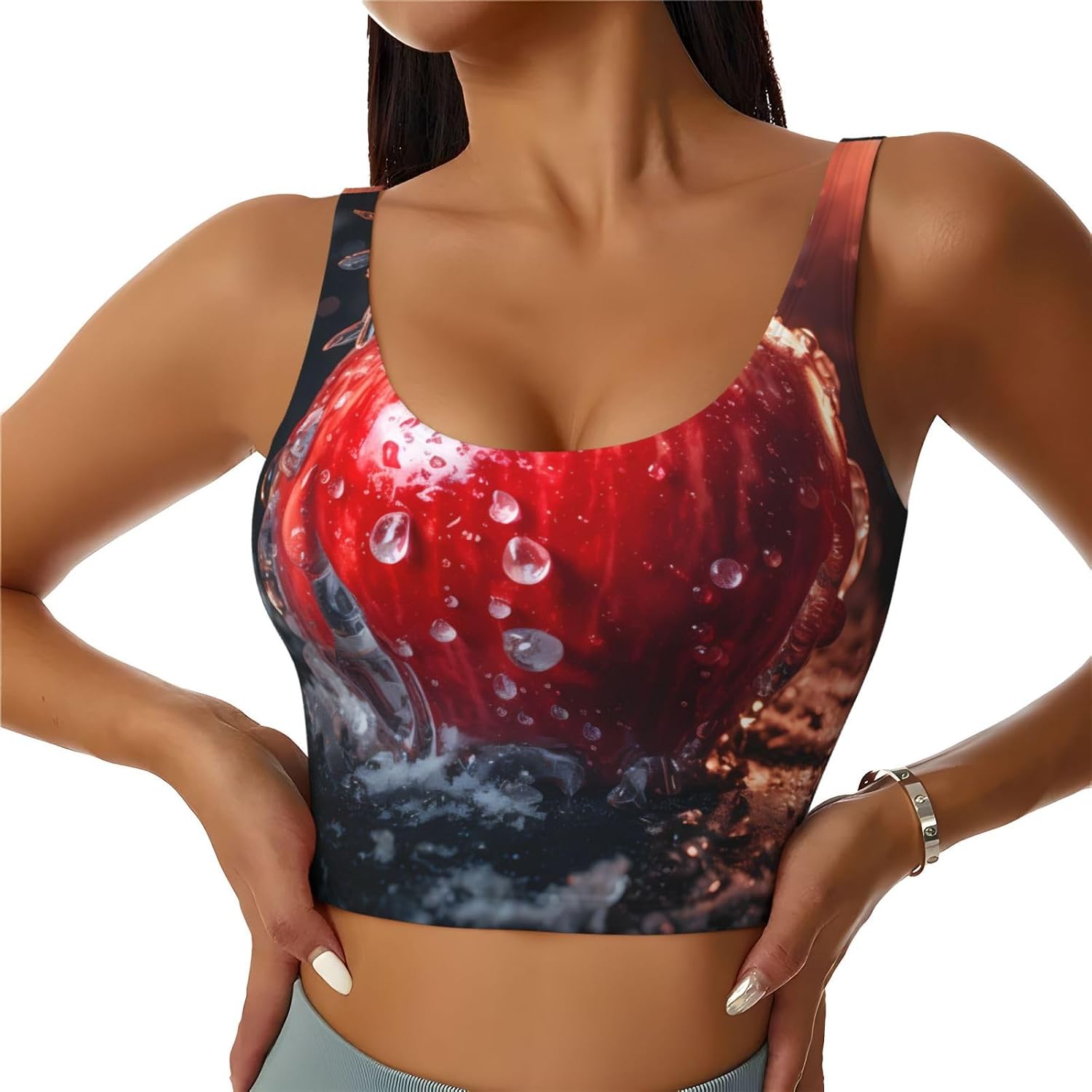 Women's Sports Vest DDCXZPP Ice frost on the apple Printing Soft, Comfortable, Lightweight, and Breathable