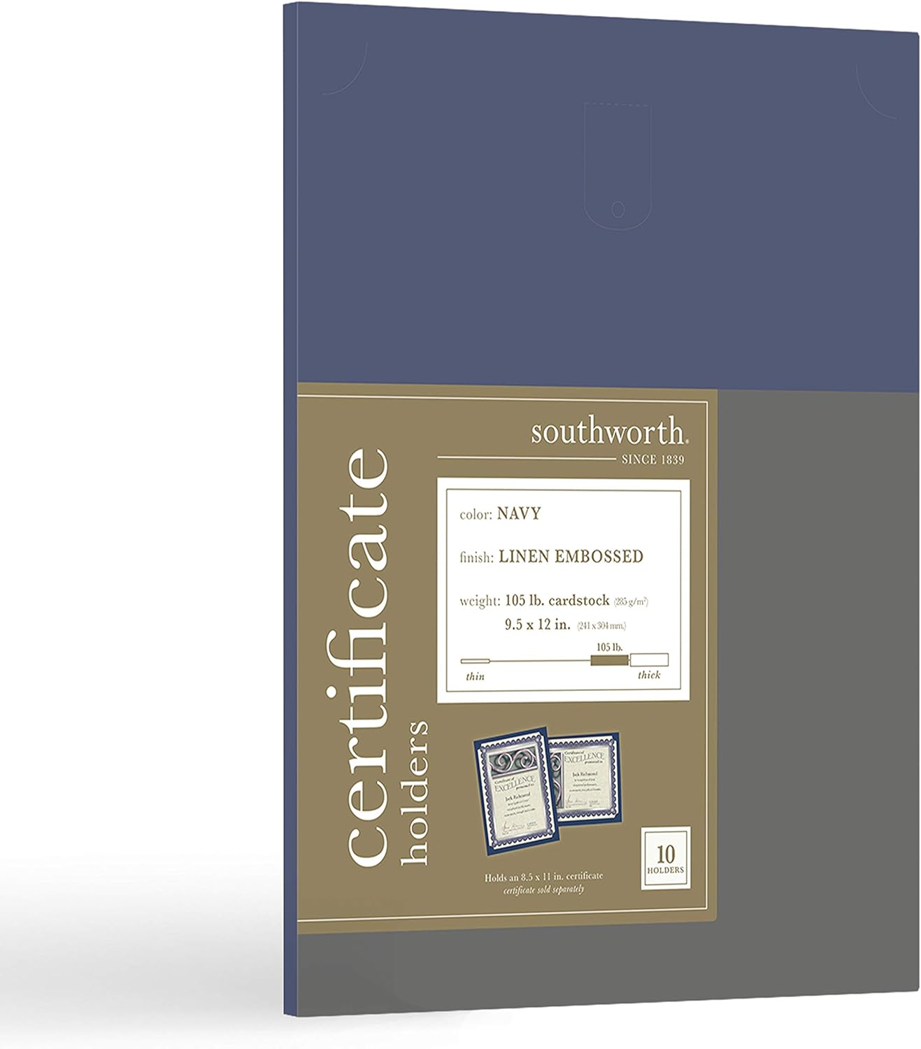Southworth Certificate Holder, 9.5" x 12", 105 lb, Black Linen Finish, 10 Count - Packaging May Vary (PF18) : Academic Awards And Incentives Supplies : Office Products