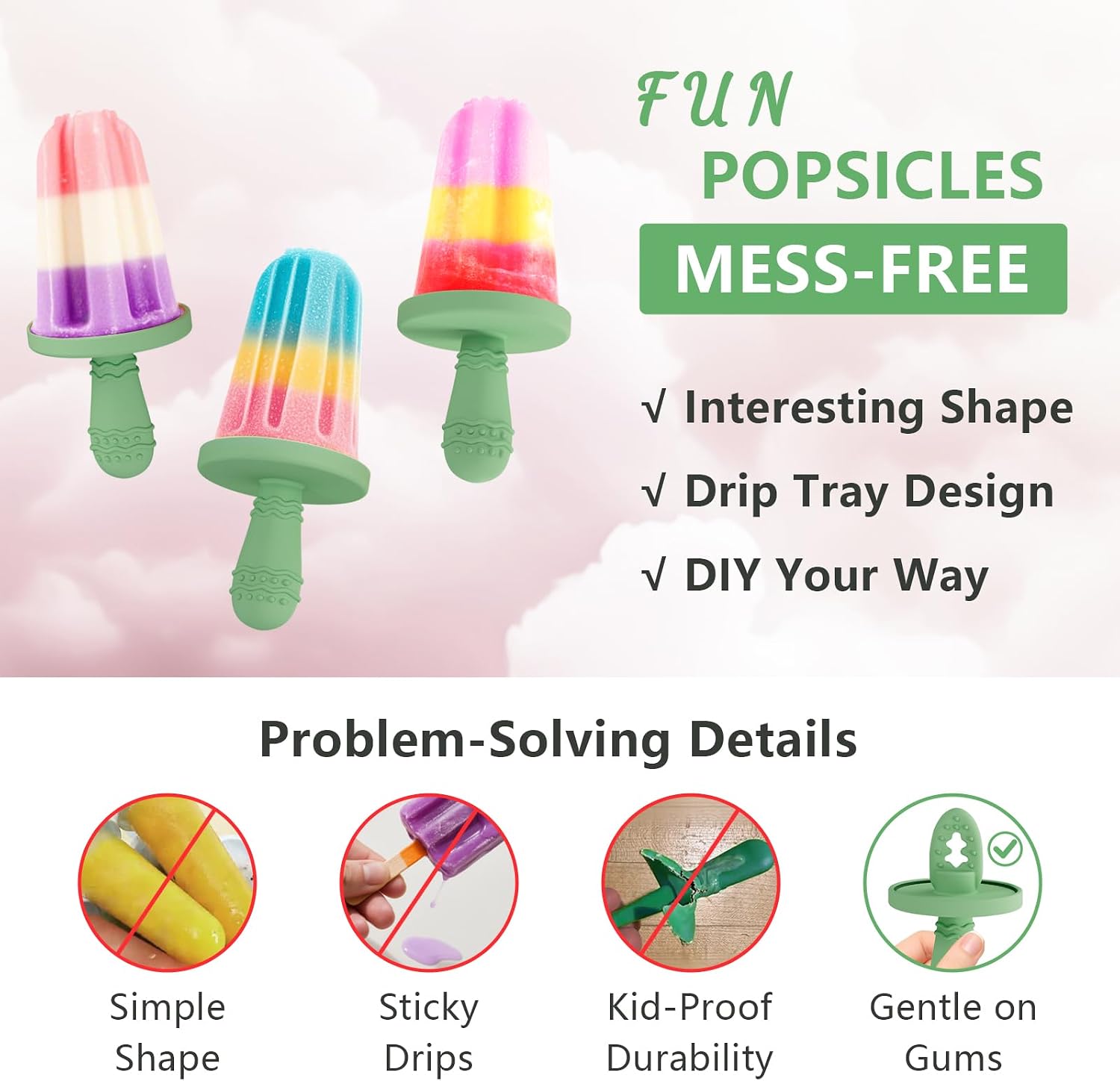 Silicone Popsicle Molds for Toddlers, 6-Cavity 2oz All-Silicone Maker