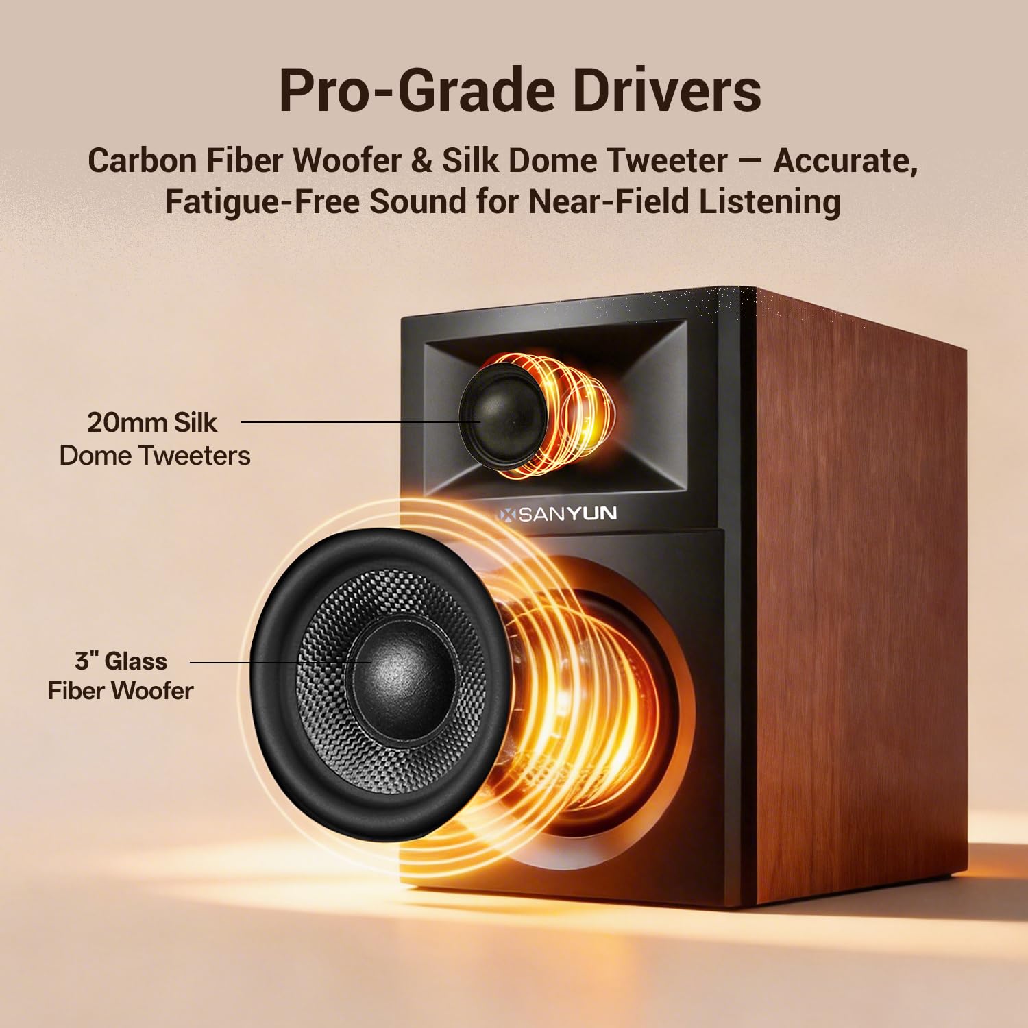 Sanyun SW203 Altavoces PC 2.0 3”, Campo Estéreo Ampliado, Triple-DSP