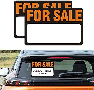 2PCS for Sale Sign Car Stickers, Car Decals, 12" x 8" Premium Self-Adhesive Vinyl Sale Sign Decals, Weatherproof Self-Adhesive Stickers for Garages Home Boats Large Space for Handwriting