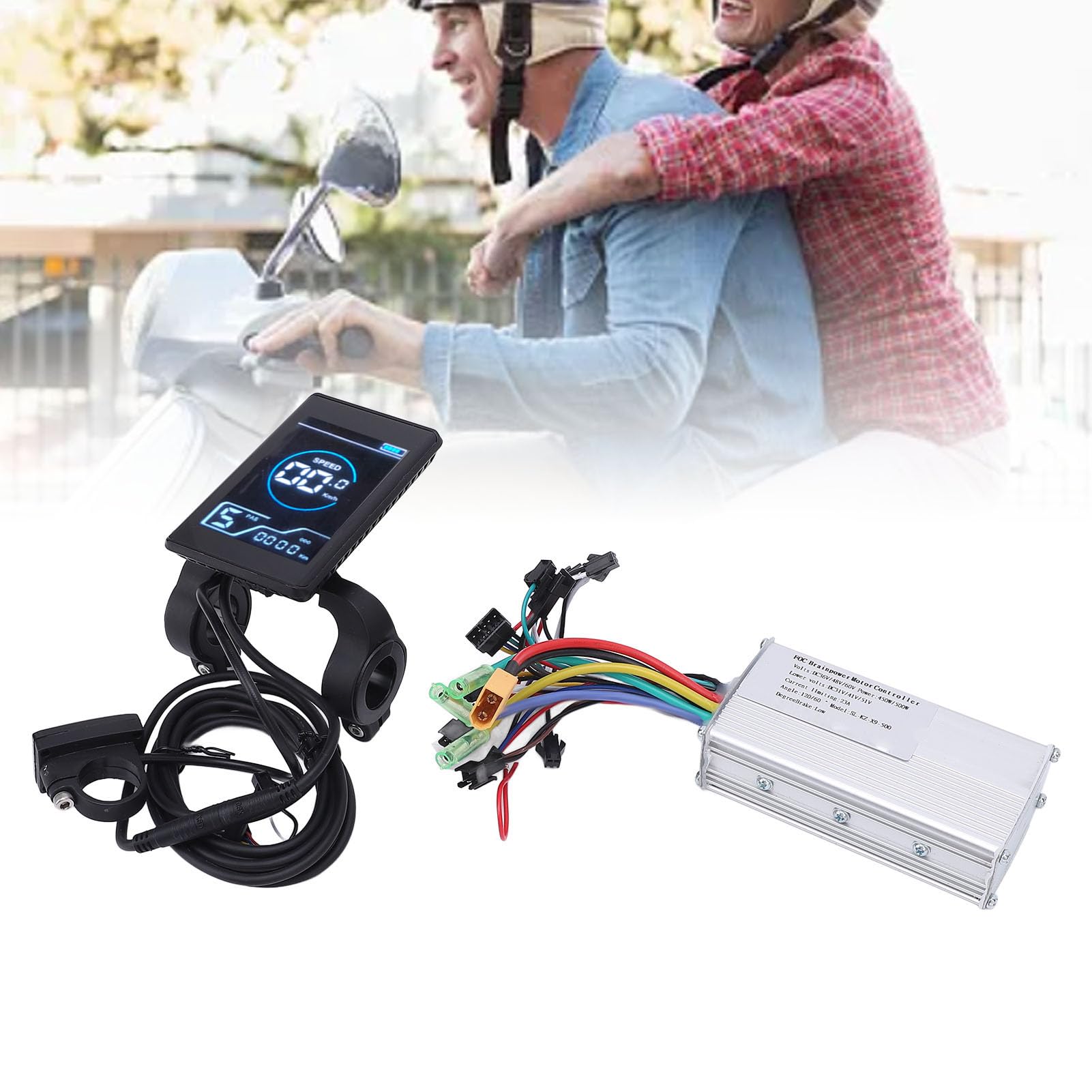 BuyWeek Kit Controller Brushless Bici Elettrica, 36V 48V 60V 450W 500W Controller Onda Sinusoidale in Lega di Alluminio Centralina Bici Elettrica con Pannello LCD