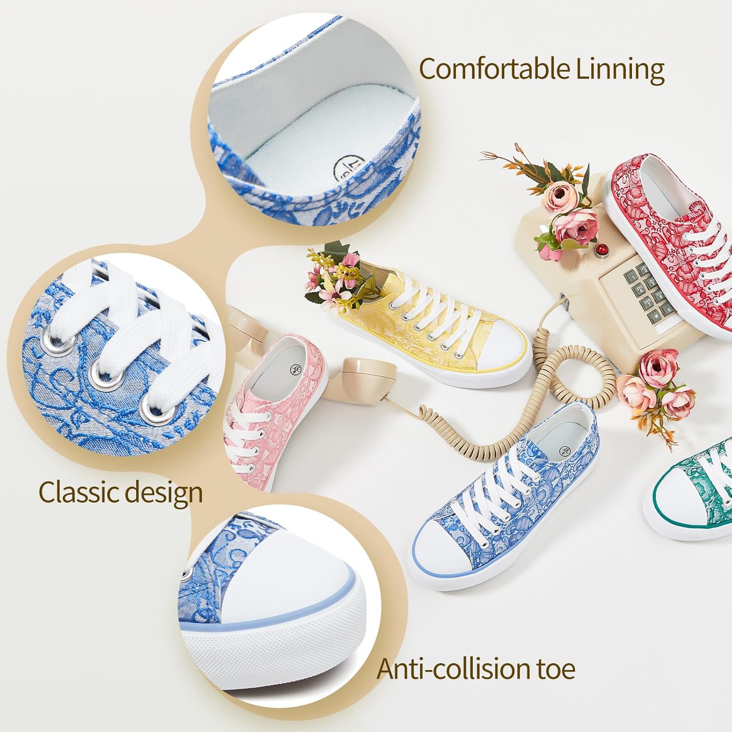 yageyan Womens White Tennis Shoes Low top Canvas Sneakers Women Fashion Shoes for Walking Casual Canvas Comfortable - Image 5