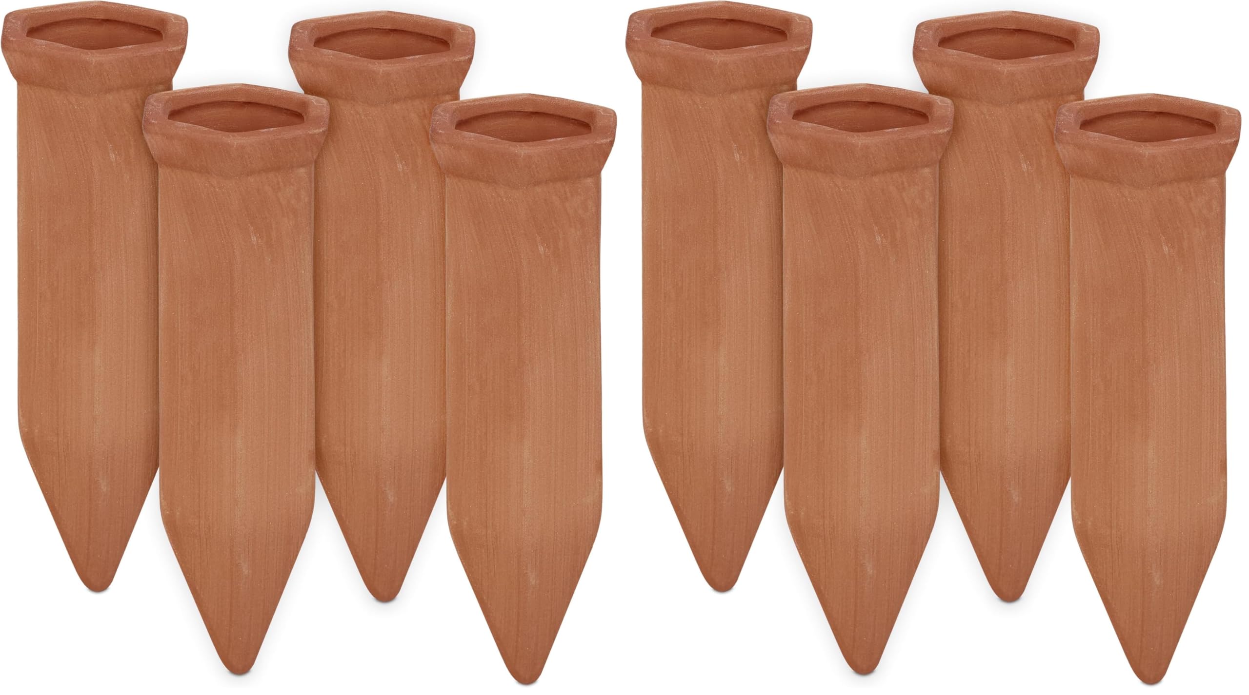 Relaxdays Tonspitzen Bewässerung, 4er Set, Keramik, Gießhilfe für 1,5 l Flaschen, Gießkegel HBT: 14x4,5x4 cm, Terracotta, Teracotta (Packung mit 2)