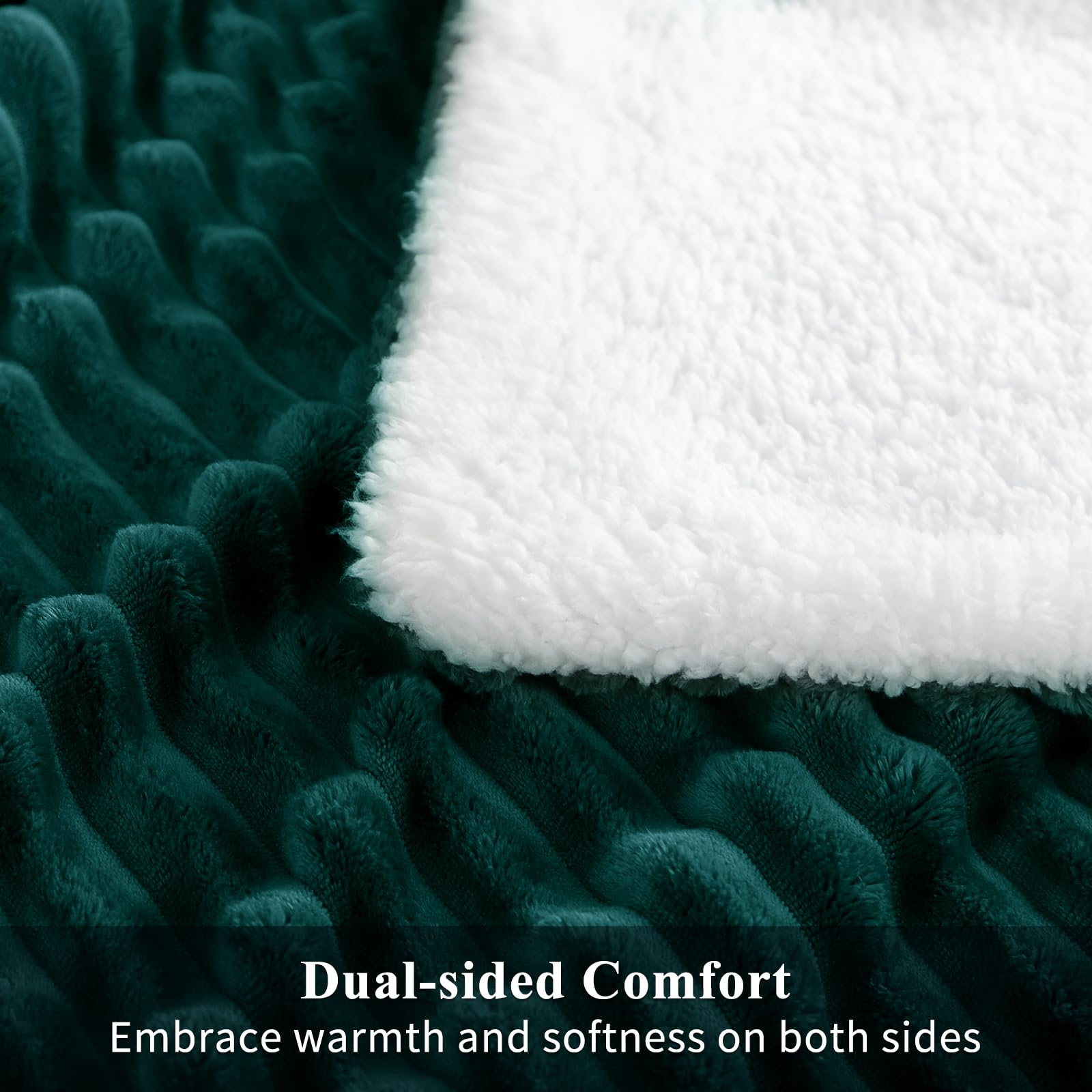 Aisbo Couverture Polaire Sherpa 150x200cm Vert Foncé, Couverture en Flanelle épaisse Couche et Confortable, Plaid Canape Fourrure Jeté de Canapé et aux Lits Chaude et Douce pour l'hiver Épais