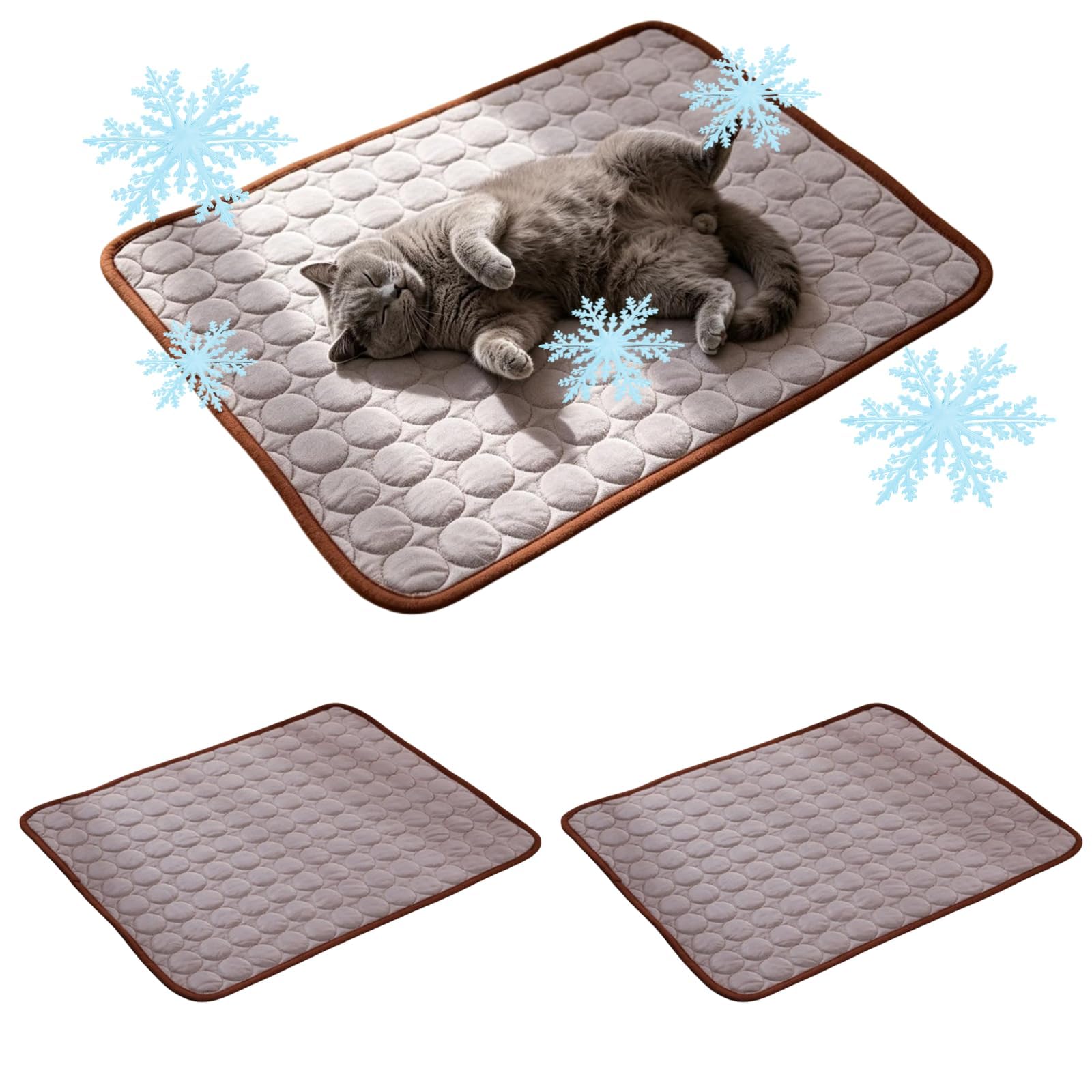 Pet Cooling Mat, Breathable Summer Mat for Pets, Portable & Washable Non-Slip Pet Pad, Suitable for Indoor, Outdoor, Crate, Cat Bed (Brown-70 * 502pc)