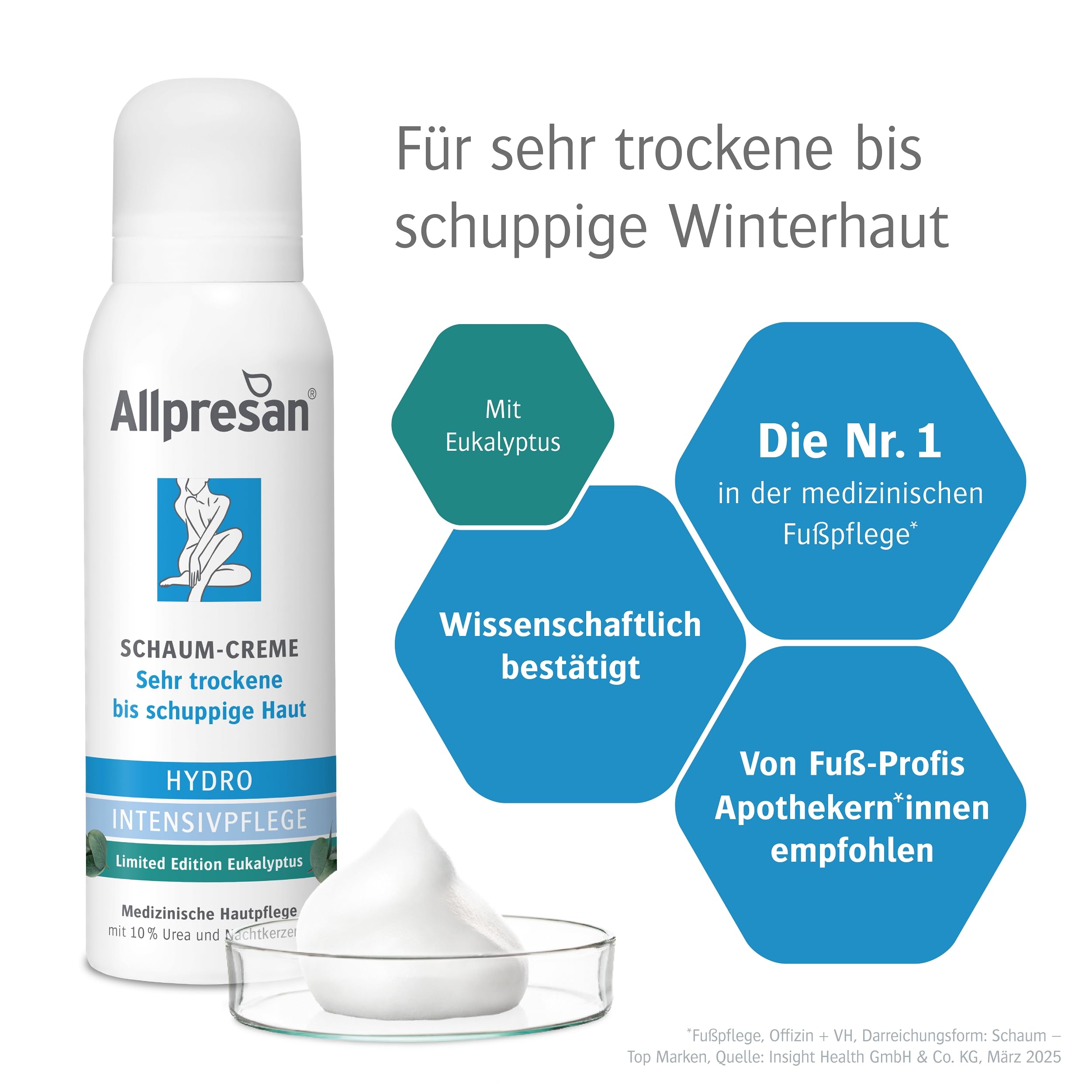 Allpresan Hydro Intense Edition - Crème mousse pour le corps - Pour peaux très sèches à squameuses - Avec eucalyptus - 125 ml