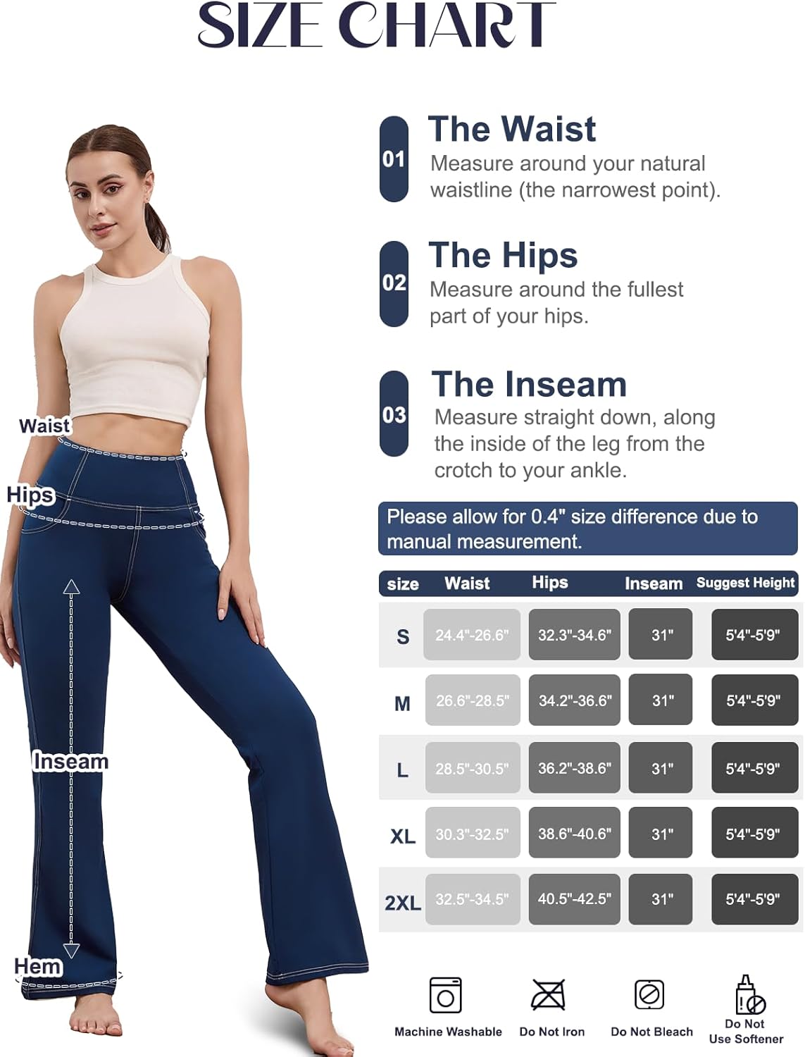 Flare Leggings for Women, Stretchy High Waisted Bootcut Workout Yoga Pants Tummy Control Butt Lift Bell Bottom Jeans - Image 6