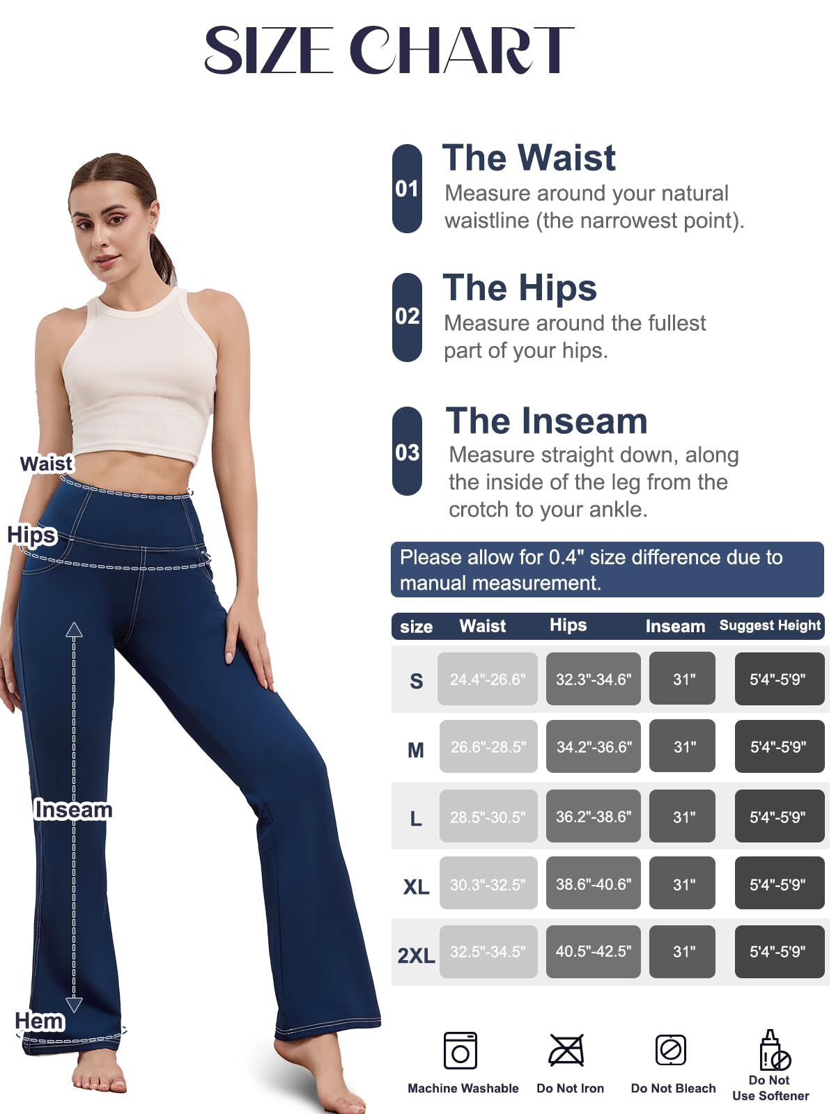 Pantalons de Yoga et Pilates Femme, Pantalons de Sport Évasé Taille Haute avec Poches Flare Leggings Pantalon Stretch Contrôle du Ventre