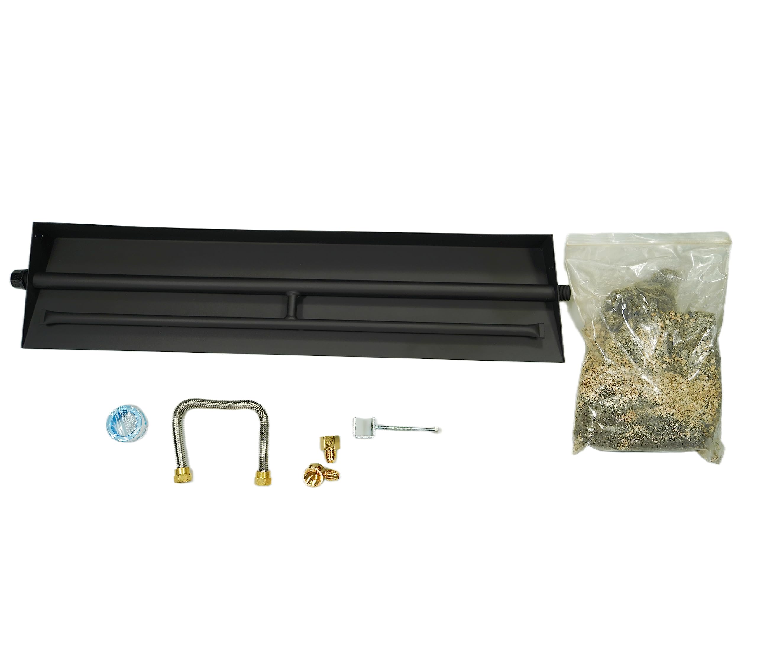 Americangaslos 15"-28" Burner Pan for Gas Fireplace Gas Fireplace Burner Gas fire pits Gas Logs Natural Gas and Propane Burner (28 Inch Two Pipe) Patent Applied