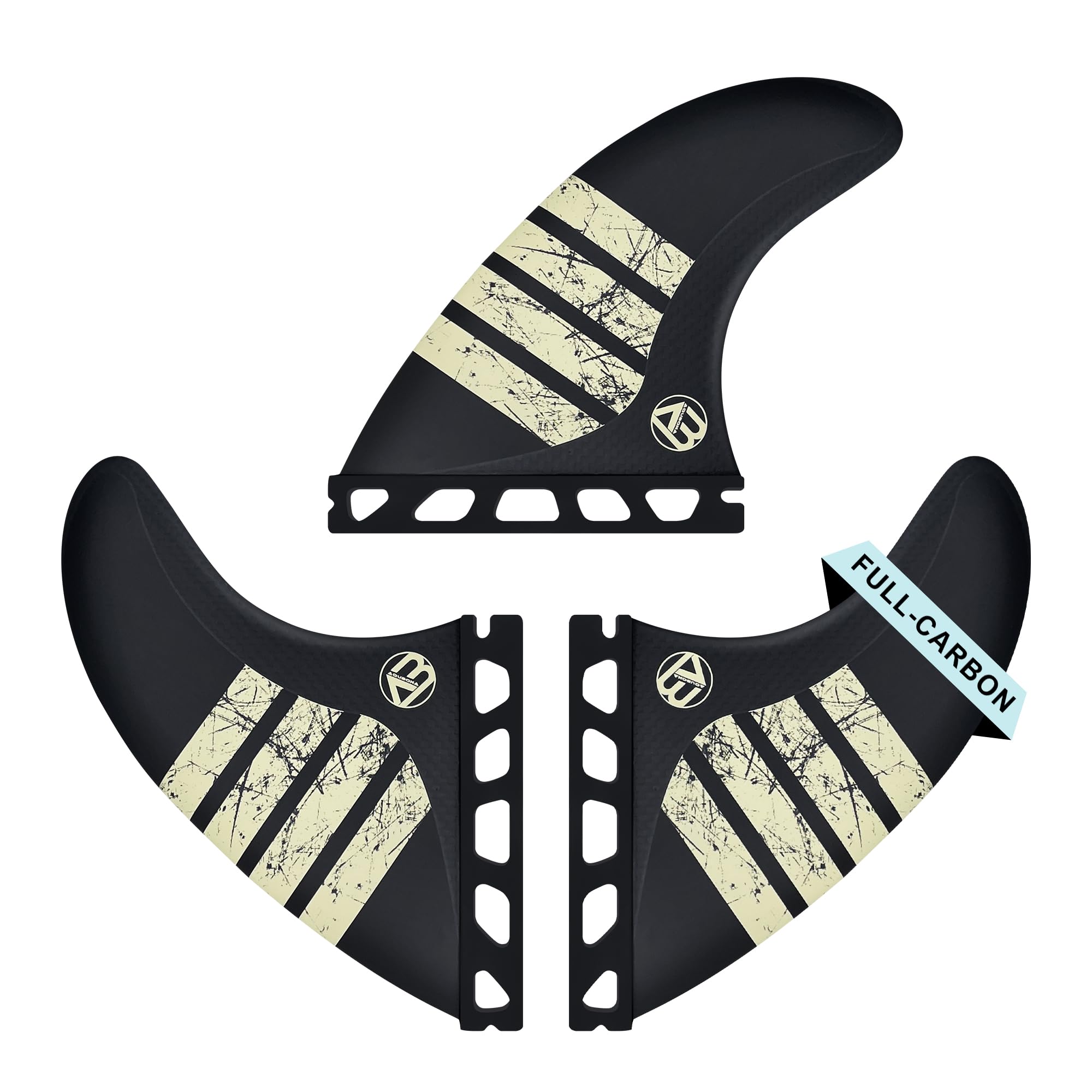 Palmes tri ultra légères en carbone simple/double languette – Ensemble d'ailerons de propulseur de planche de surf Taille M