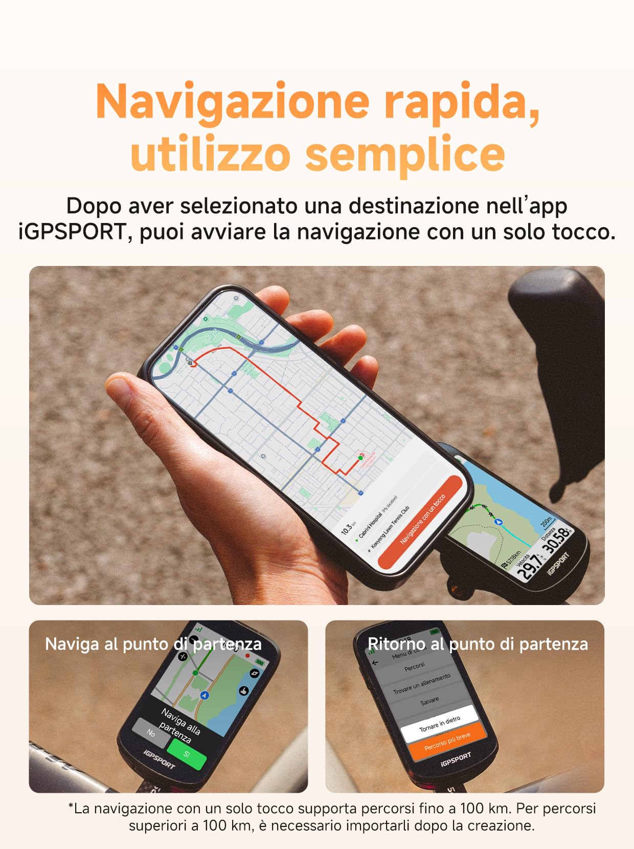 iGPSPORT BSC500 Ciclocomputer GPS per Bici, Schermo Touch da 3,3", Navigazione Vocale, Campanello Elettronico e Funzioni di Allenamento