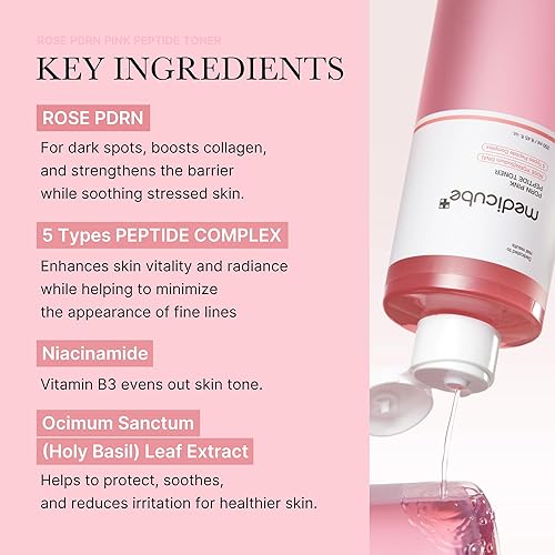 Miniatura 3 de medicube PDRN Pink Peptide Toner I Pink Glow Toner para estimular la piel, calmante y calmante, tono de piel desigual, PDRN rosa, péptido