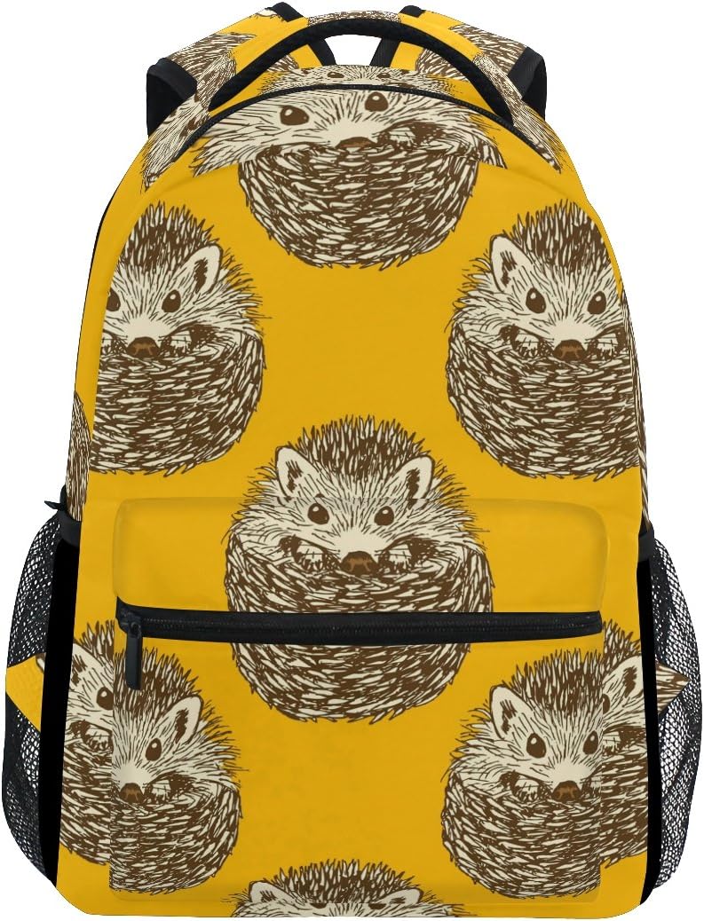 TIZORAXHedgehog With Heart Backpack School College Bag Bookbag Hiking Travel Rucksack for Women Men
