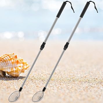 Beach Sand Sifter Tooth Sifter 21.3 to 32.6inch Adjustable Telescoping Beach Shovel Beach Scoop Shovel and Sifter Tool for Picking Up Shells