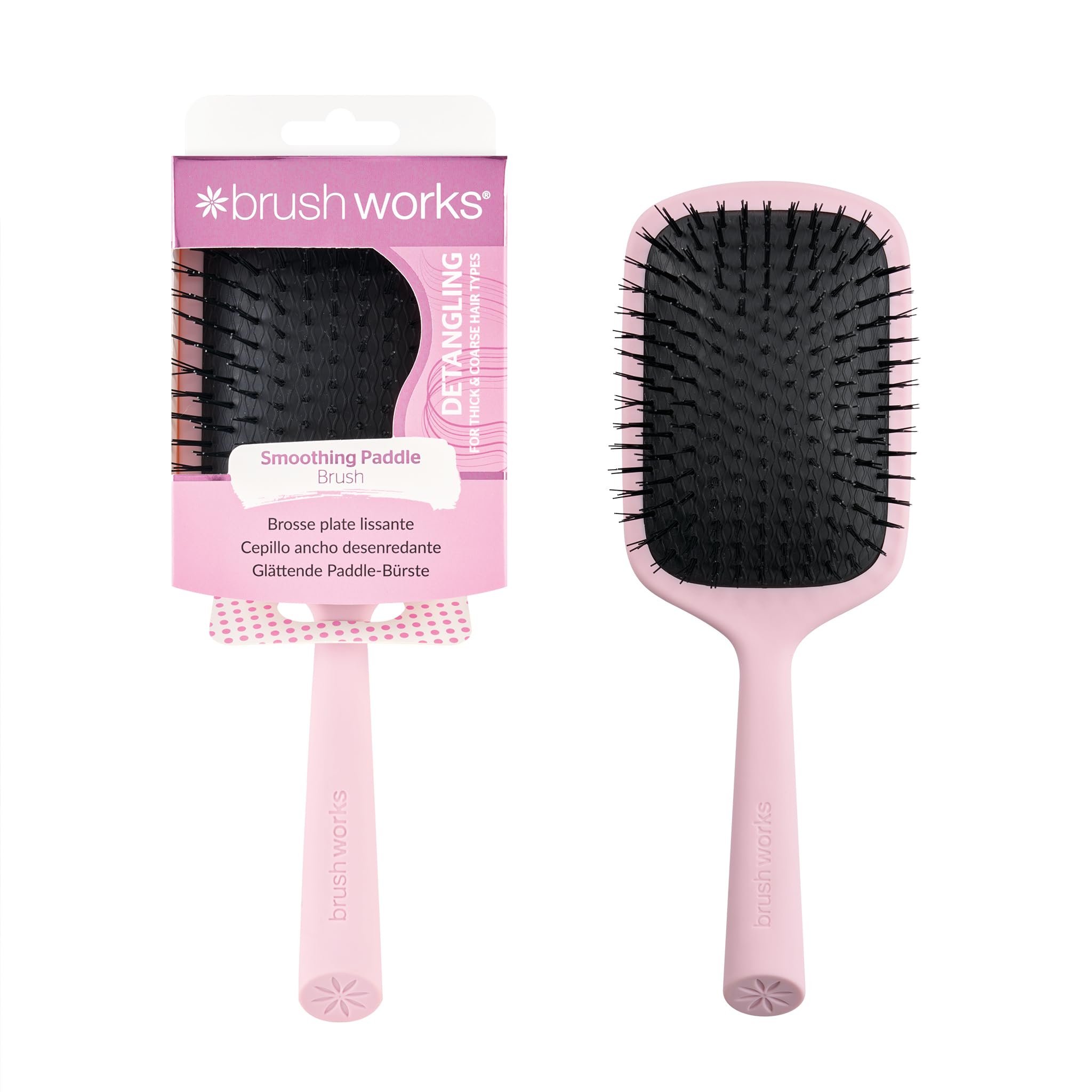 Brushworks Smoothing Paddle Hair Brush – Dual-Length Bristles for Effortless Detangling & Scalp Massage – Ideal for Thick, Coarse & Frizzy Hair – Made from 66% Recycled Materials