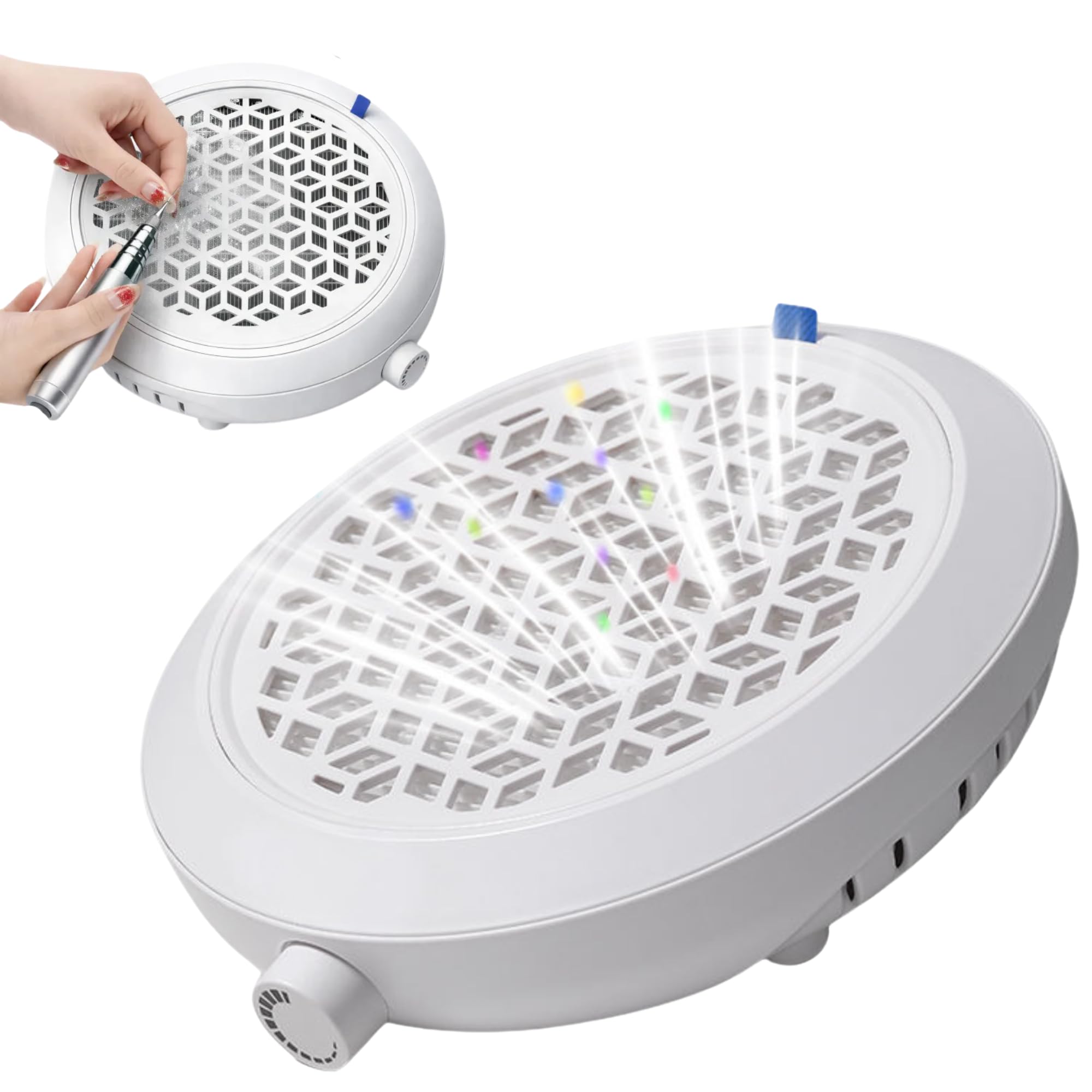 Professional Nail Dust Collector - 4000 RPM Strong Suction Electric Vacuum Fan for Nail Studio & Home, High-Power Dust Extractor with Reusable Filter + Brush for Acrylic, Polygel & Manicure (UK Plug)