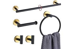 Lairuier Black and Gold Bathroom Hardware Accessories Set: Elevate Your Bathroom Decor to New Heights