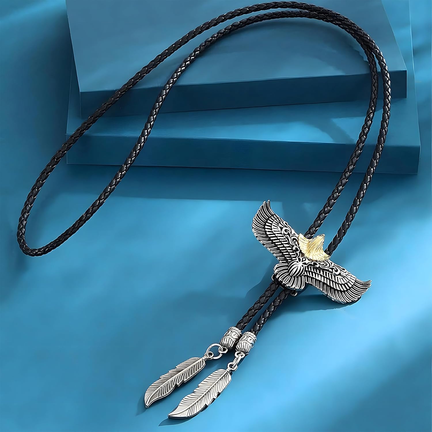 Western Eagle Bolo Tie for Men Women Fashion Retro Leather Necklace Cowboy Tie Adjustable Wild West Theme Braided Necklace - Image 5