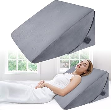 Babenest Adjustable Wedge Pillow with High Density Foam Ergonomic Back Cushion for Bed & Sofa Reflux Reading Pillow for Sleeping Playing Watching TV (Greu)