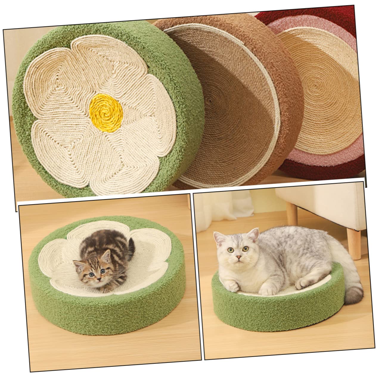 TOYANDONA Rascador de Gato Forma de Cuenco de Sisal Almohadilla para Arañar Juguete para Gatos Casa para Desestresar y Ejercitar Mascota
