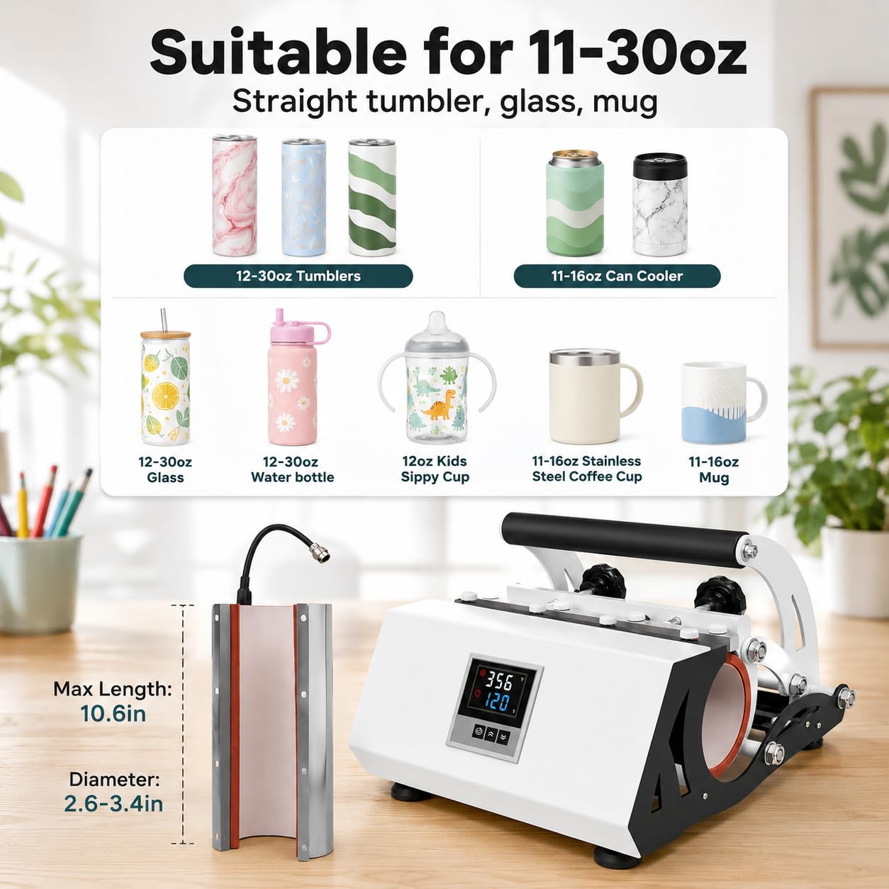 Máquina De La Prensa De Calor para Los Vasos Y Tazas Pantalla Táctil Temperatura De Tiempo Ajustable para Tarros Y Gafas De La Sublimación De Las Copas De Cerámica