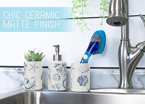 Miniatura 10 de NAT & Jules Chic - Juego de 4 accesorios de baño de cerámica redondeados modernos de 4.5 pulgadas, decoración y organización del hogar, perfectos