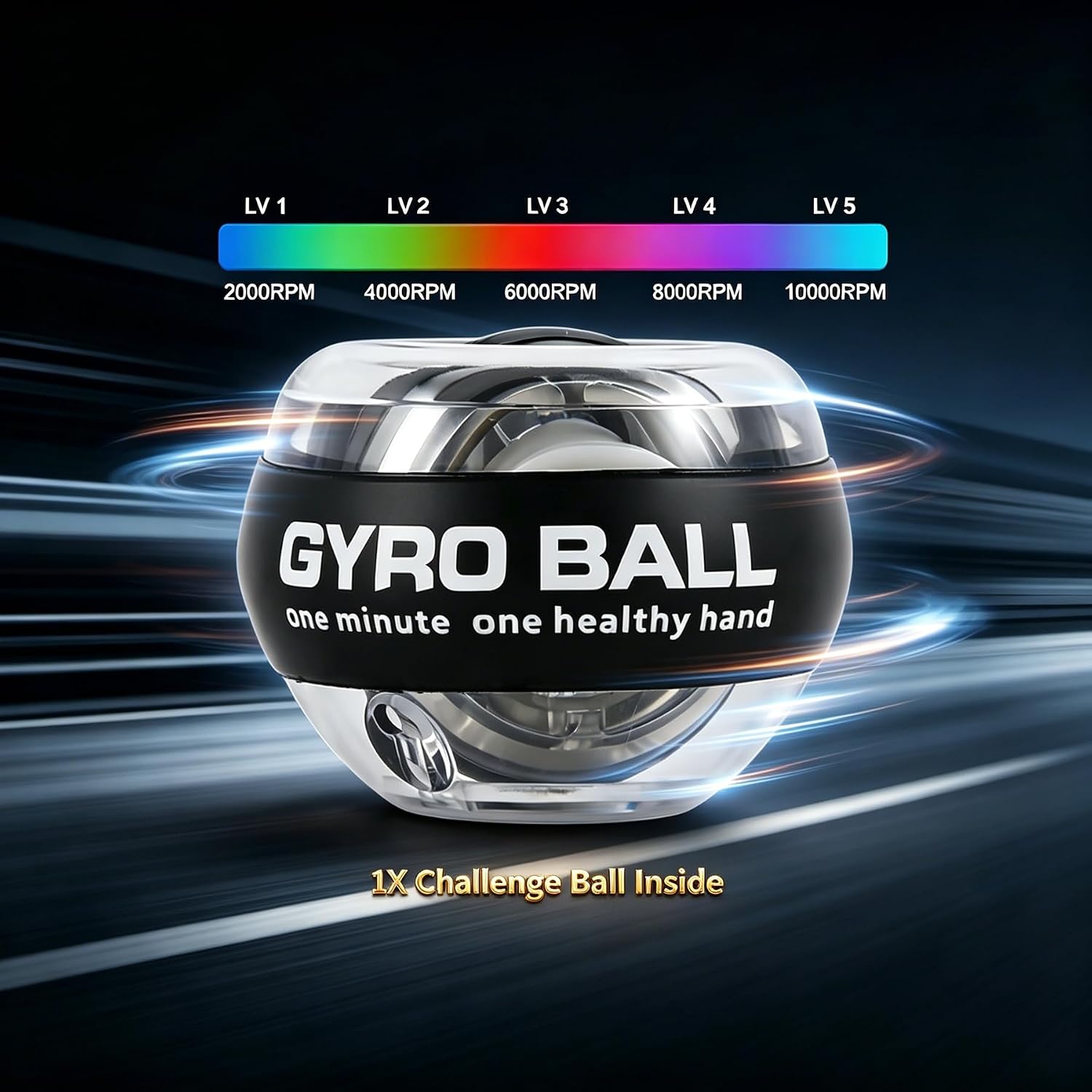 Gyro Ball Wrist and Forearm Strengthener, Gyroscopic Hand Exerciser for Grip, Wrist, Finger and Muscle Training