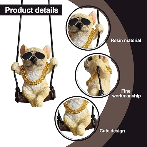 Miniatura 9 de Swinging Dog Rear View Mirror Accessories For Car Afrench Bulldog Cute Car Rear View Mirror Pendant Accessories Decorations Frenchie Gifts Suitable