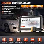 THINKCAR THINKSCAN 672 Bidirectional Scan Tool, Full System OBD2 Scanner Diagnostic Tool with 28+ Reset Services, Automotive Diagnostic Tool for All Vehicles, CAN FD, FCA, Free Lifetime Upgrade