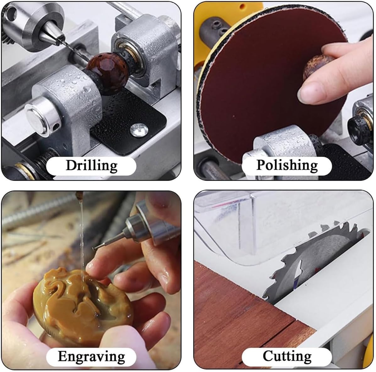 Jewelry Buffer Polisher Power Tool,750w Gem Polishing Grinder Buffing Machine,Bench Lathe Cutting Machine,800-10000r/Min Gemstone Polisher Grinder Buffer Machine,for Grinding Polishing Drilling