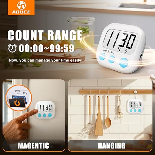 Miniatura 9 de Temporizadores de cocina con anillo fuerte digital para cocinar magnético verde