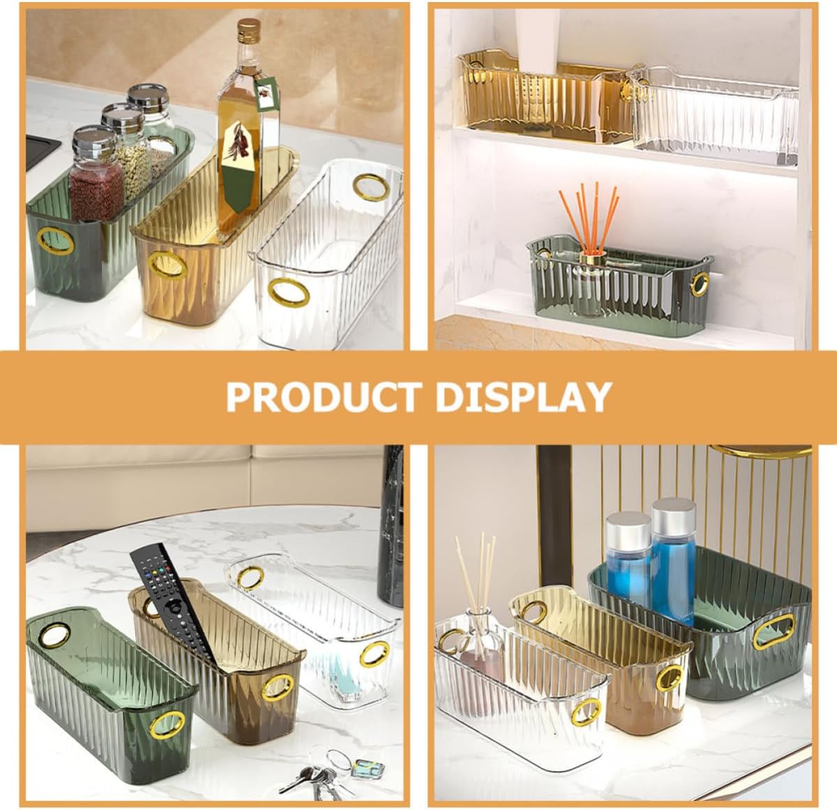 FRCOLOR 3pcs Desktop Makeup Organizer Storage Box Pet image 4