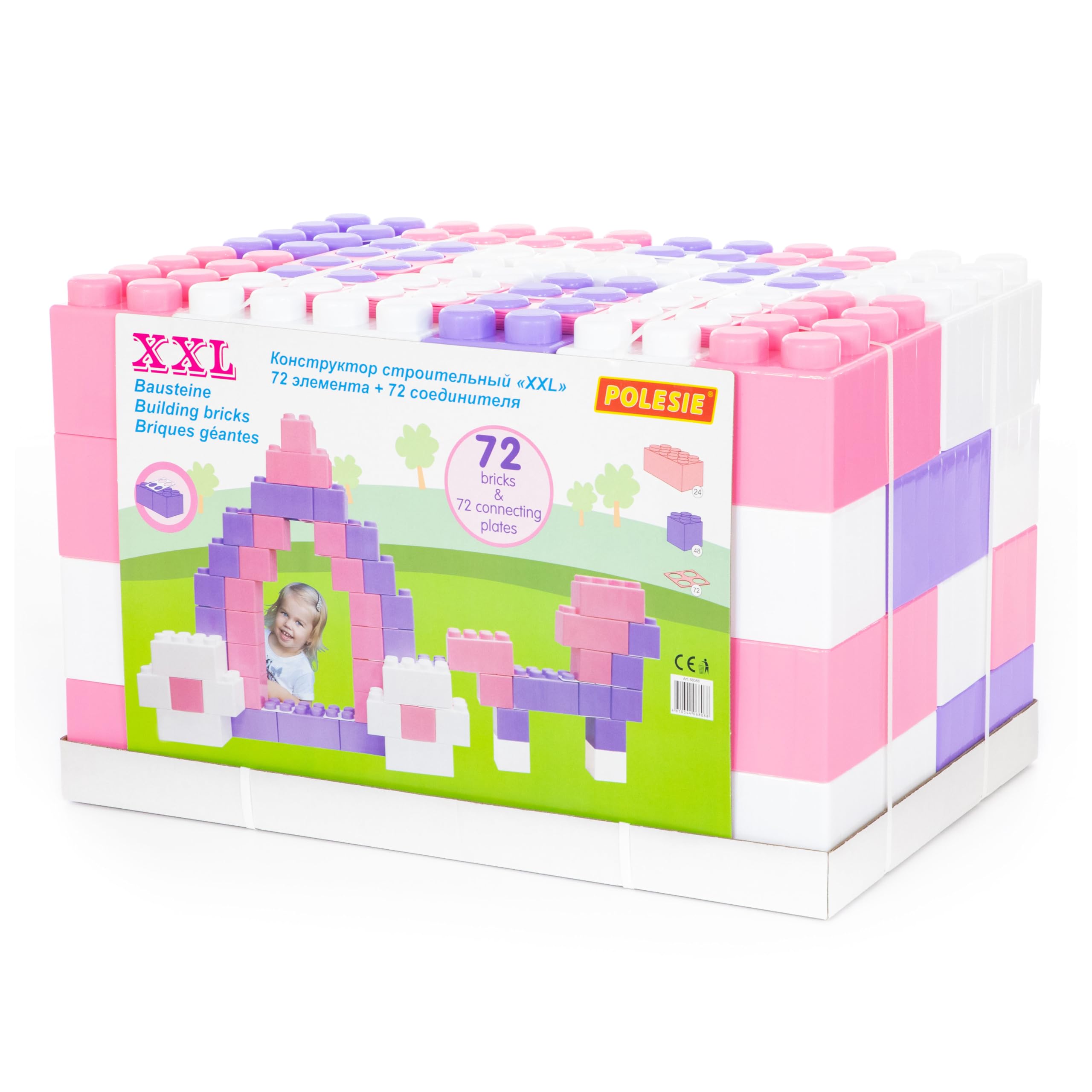 Polesie 68088 Building Bricks XXL with Connectors, 72With72 Pcs-Ride On Toys, Multi Colour