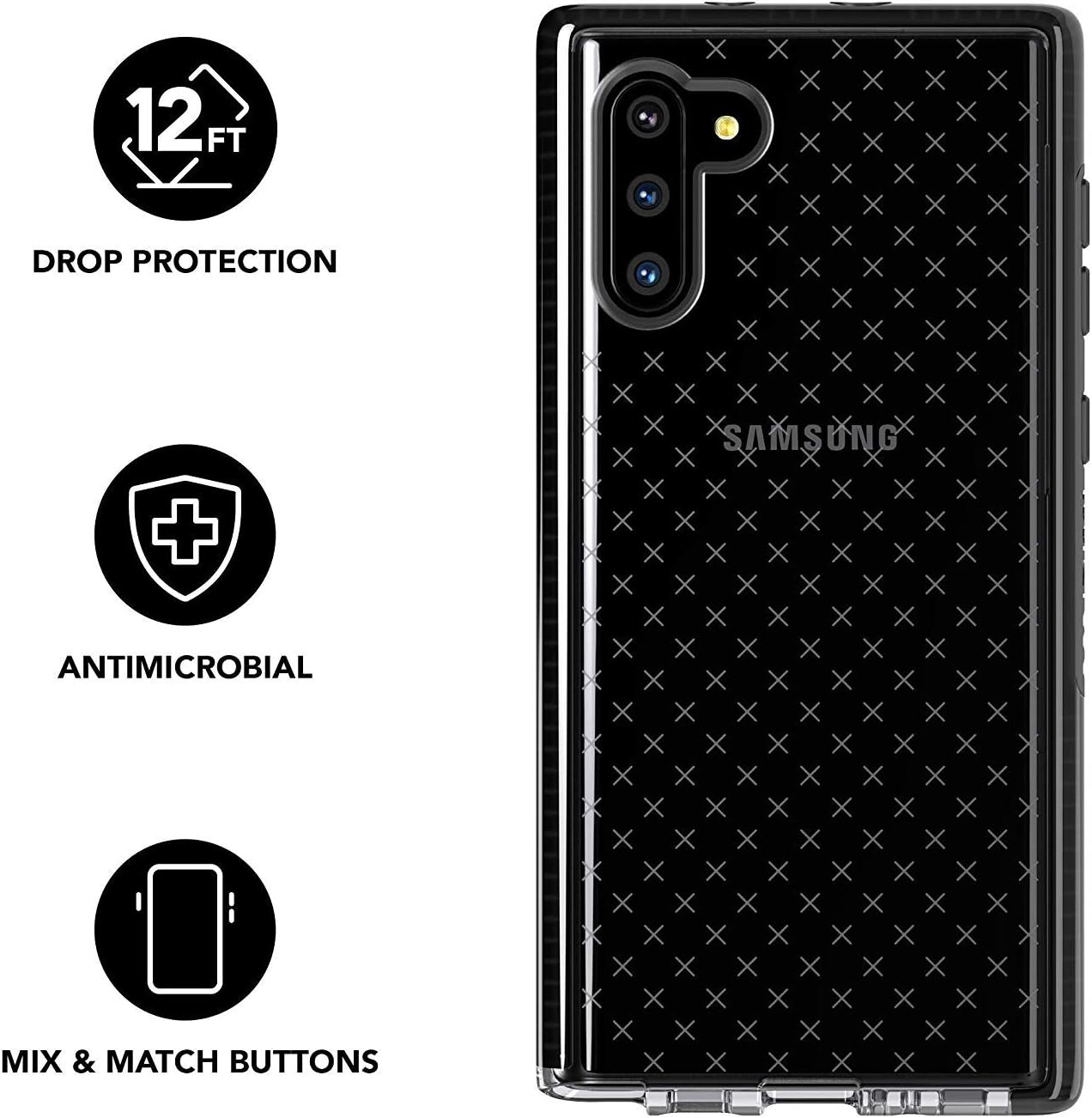 Tech21 Evo Check Phone Protector Case for Samsung Note10 - Smokey/Black