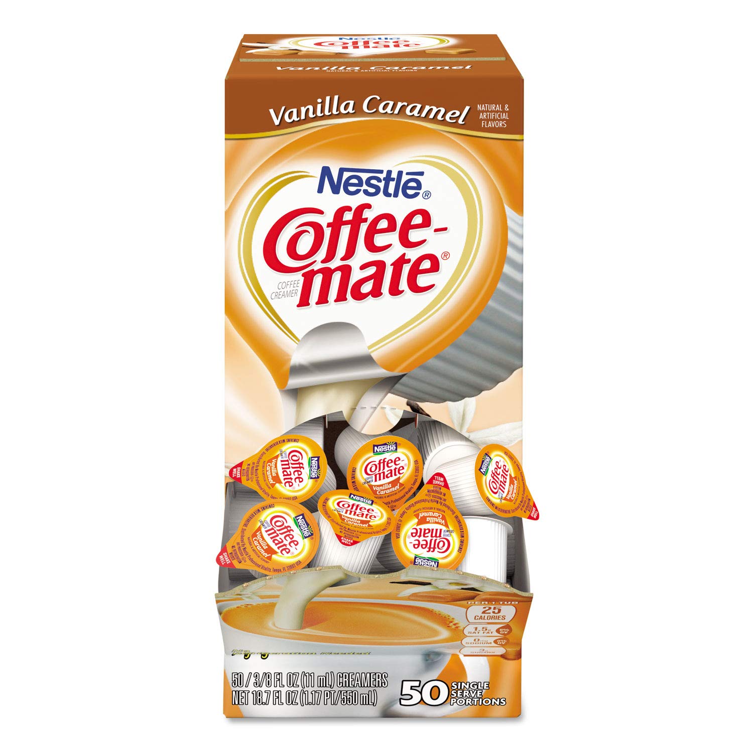 Coffee-mate 935527 Vanilla Caramel Liquid Creamer 0.38 Oz. 50/Box (79129)