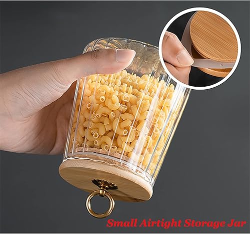 Miniatura 8 de FANTESTICRYAN Recipiente de vidrio para frutos secos de café, recipiente hermético decorativo con tapa de bambú, mango de metal, fácil de agarrar,