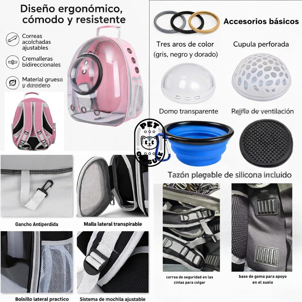 Sac à dos capsule pour animaux de compagnie | Sac à dos bulle transparent pour chats et petits chiens | Transport respirant approuvé par les compagnies aériennes | Voyages, promenades et