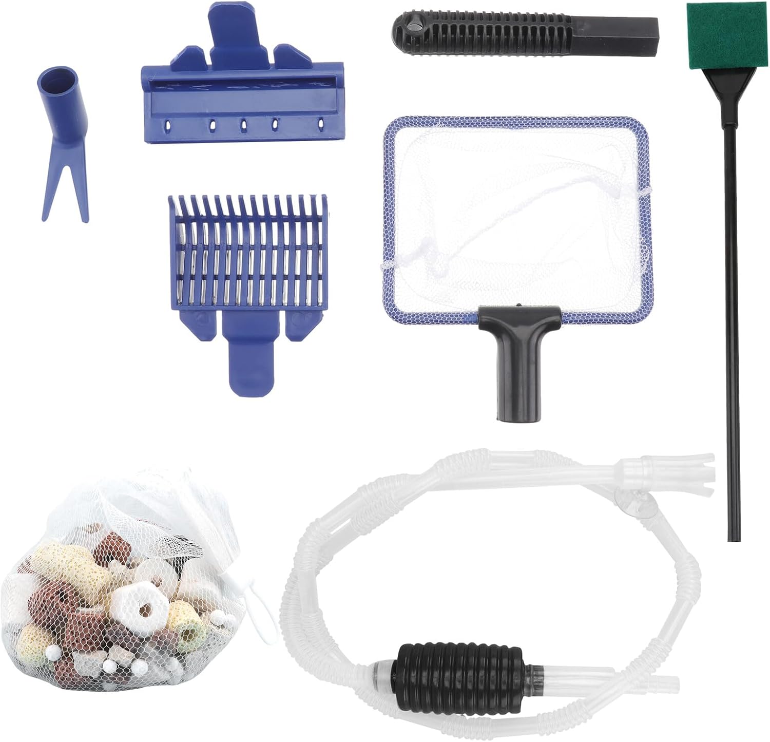 BESPORTBLE Fish Tank Water Changer Siphon Cleaner Tool with 12-in-1 Filter Media and 5-in-1 Gravel Sand Cleaning Set for Aquarium Maintenance and Gravel Vacuum
