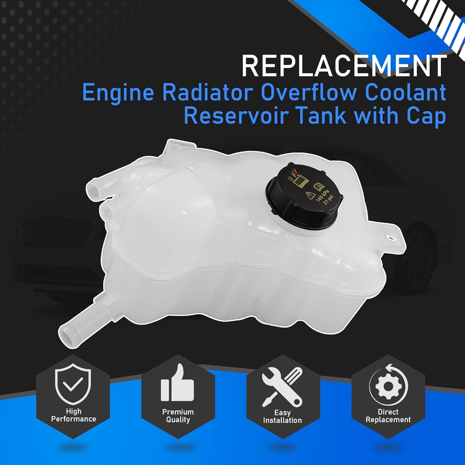 603-316 Engine Radiator Overflow Coolant Reservoir Tank with Cap Compatible with 2013-2020 Ford Fusion Lincoln MKZ Replaces DG9Z-8A080-A HG9Z-8A080-B DG9Z-8100-A DG9Z8A080A HG9Z8A080B