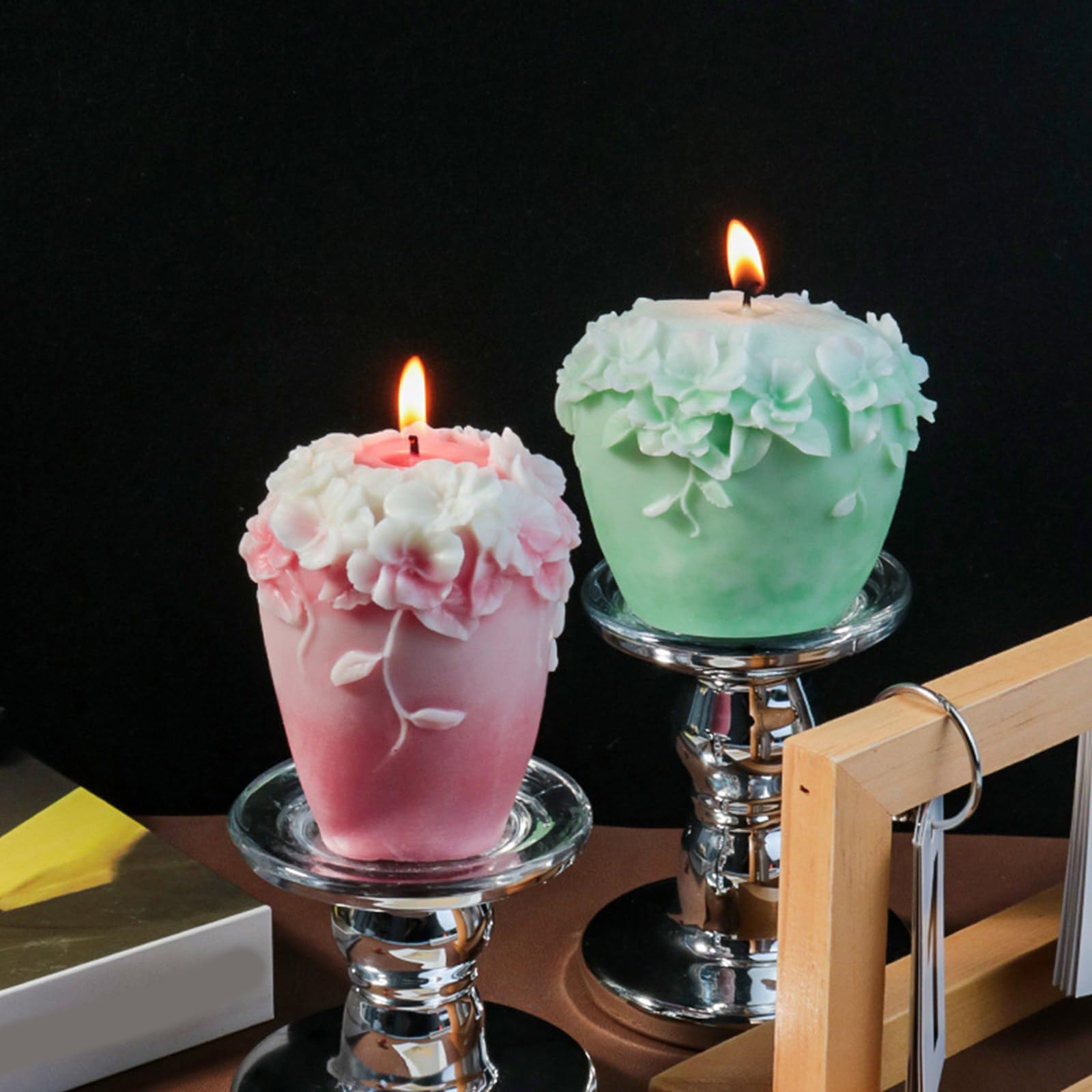 2 moldes de silicona flexible con forma de flor de vid, aromaterapias perfumadas, adornos hechos a mano